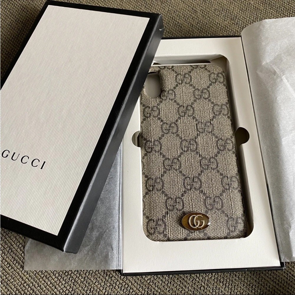 NEW NIB $360 GUCCI iPhone XS Max Case GG Supreme Monogram Ophidia - Picture 1 of 7